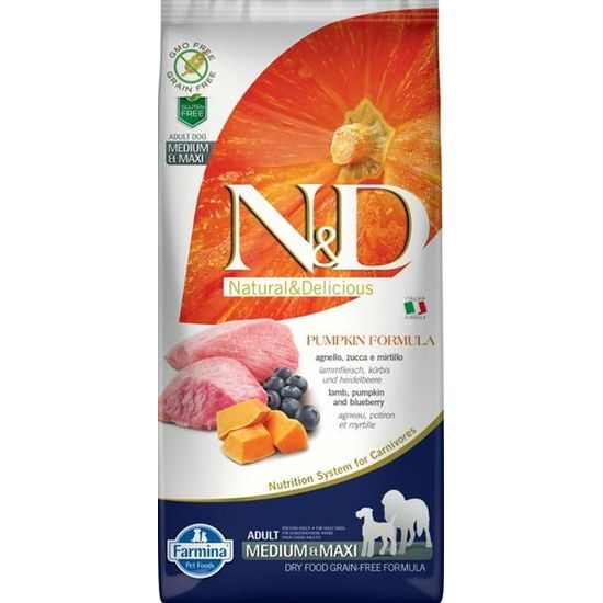 N&D PUMPKIN Dog GF Lamb & Blueberry Adult Medium & Maxi 12 kg