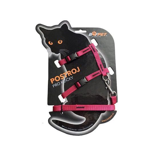 Bafpet Set postroj + vodítko pro kočky Fuchsie