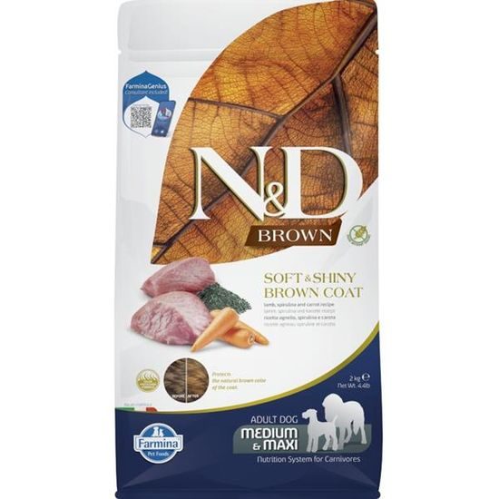 N&D BROWN Dog GF Lamb Spirulina & Carrot Adult Medium & Maxi 2 kg