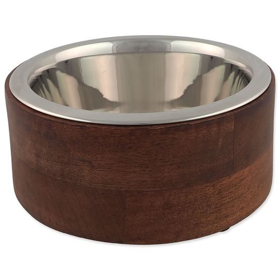 Dog fantasy Miska nerez v dřevě, rovná 840ml