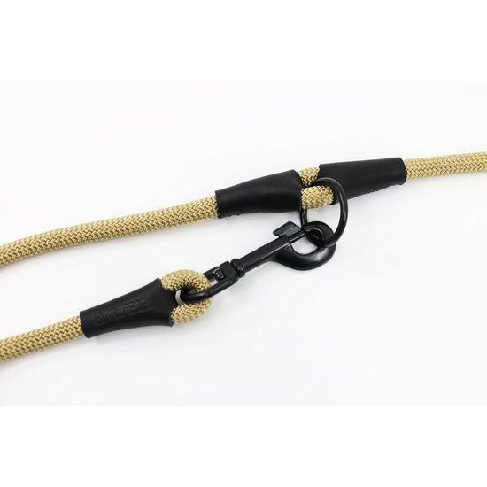 Aminela Vodítko lano s kůží přepínací černé kování béžová