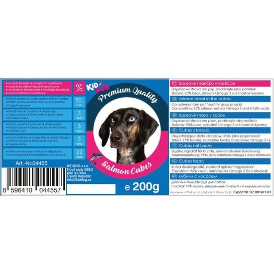 KidDog lososové masíčko v plátku PREMIUM QUALITY 200 g dóza