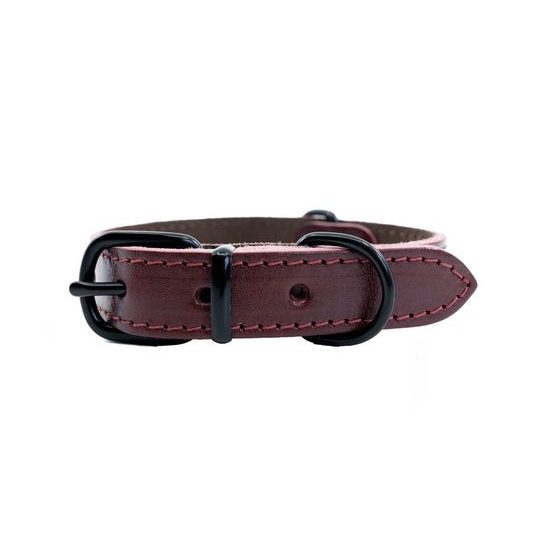 BafPet Kožený obojek ARGUS černé kování bordó