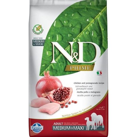 N&D PRIME Dog GF Chicken & Pomegranate Puppy Medium & Maxi 2,5 kg