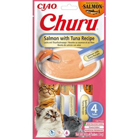 Inaba Churu Cat snack losos & tuňák 4x14g