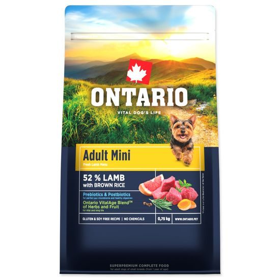 Ontario Krmivo Adult Mini Lamb & Brown Rice 0,75kg