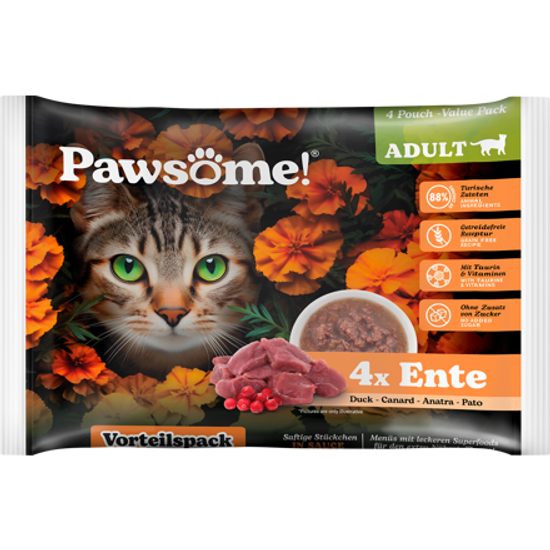 Pawsome! Adult s kachním masem Multipack 4x85 g