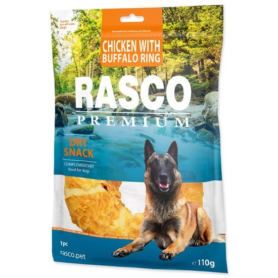 Rasco Premium Pochoutka buvolí kůže obalená kuřecím, kruh 110g