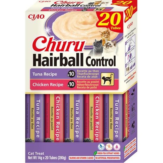 Inaba Churu Hairball tuňák&kuře multipack 20x14g