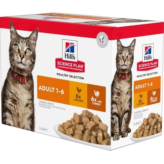 Hill's Science Plan Feline Adult kapsička Chicken + Turkey 12 x 85 g
