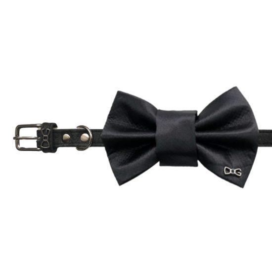 FUNKY DOG Černý saténový psí motýlek na svatbu