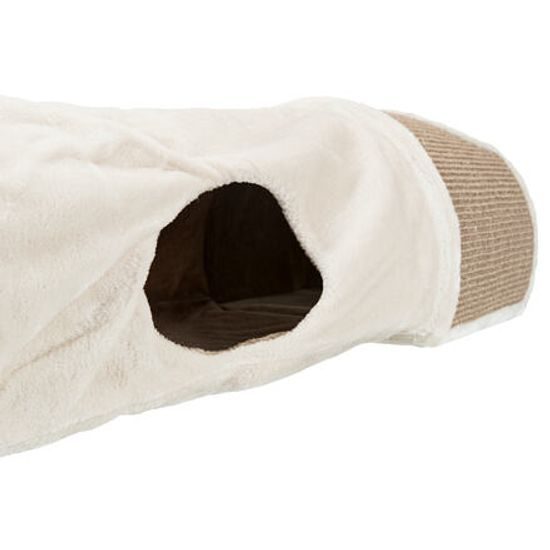 Trixie Plyšový škrábací tunel pro kočky 110x30x38cm světle šedý/hnědý