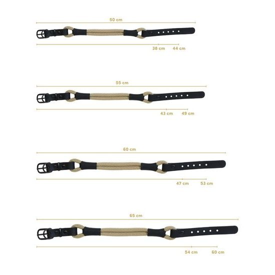 Aminela Obojek lano s kůží černé kování béžová