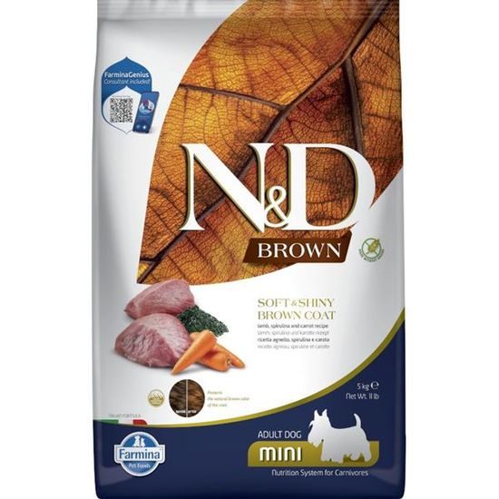 N&D BROWN Dog GF Lamb Spirulina & Carrot Adult Mini 5 kg