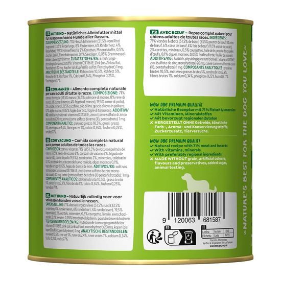 WOW Konzerva Hovězí s karotkou Adult 800g