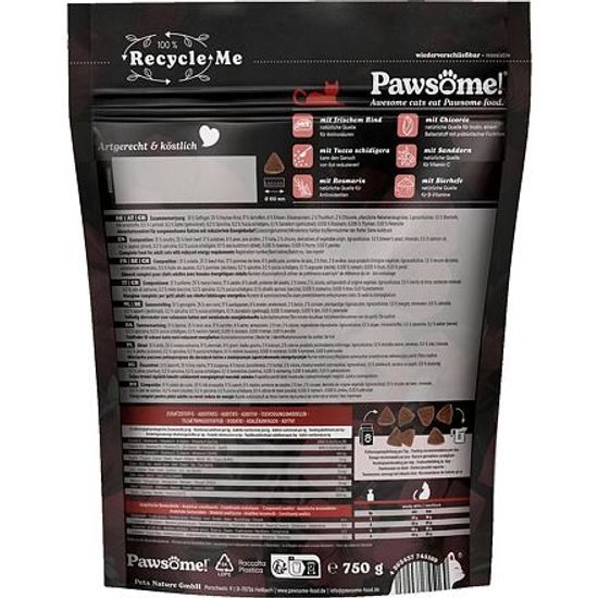 Pawsome! Fresh & Dry Sterilised Rind s hovězím masem 750 g