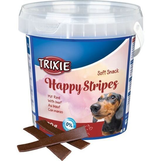 Trixie Soft Snack Happy Stripes hovězí pásky kyblík 500 g