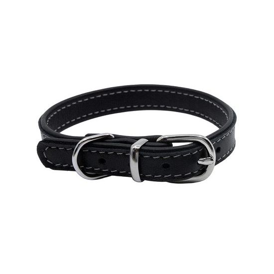 BafPet Kožený obojek DENY hladký Černá