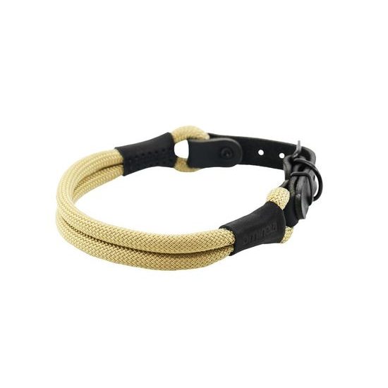 Aminela Obojek lano s kůží černé kování béžová