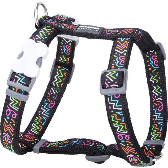 Red Dingo postroj Squiggles Black 25 mm x 56-80 cm