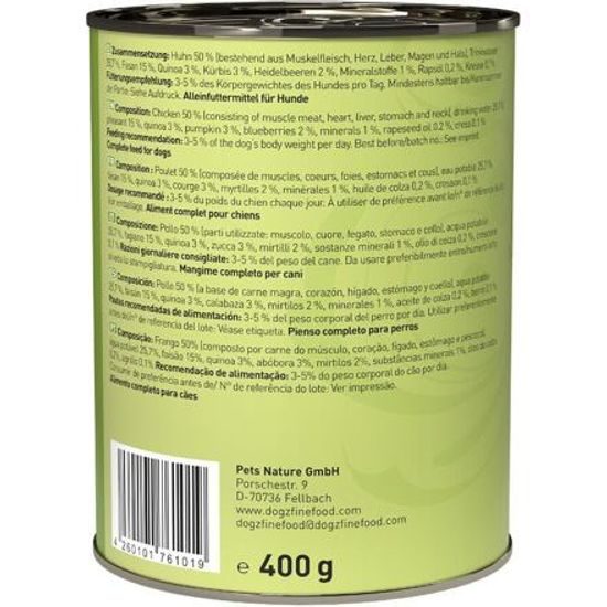 Dogz finefood Konzerva No.4 s kuřecím a bažantím masem 400 g