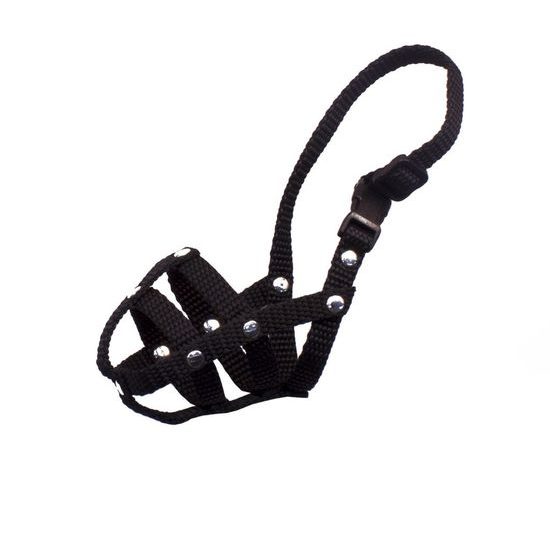 Bafpet Popruhový náhubek pletený Černá