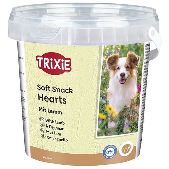 Trixie Soft Snack Happy Hearts srdíčka jehněčí s rýží kyblík 500 g