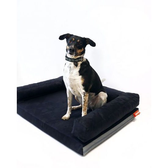 Aminela pelíšek s okrajem 80x60cm Half and Half černá/šedá