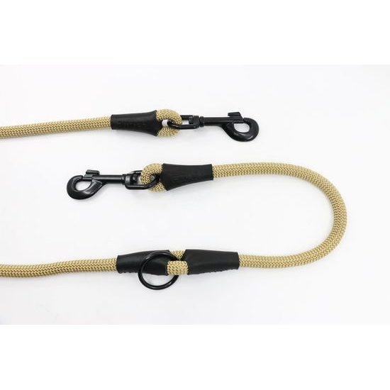 Aminela Vodítko lano s kůží přepínací černé kování béžová