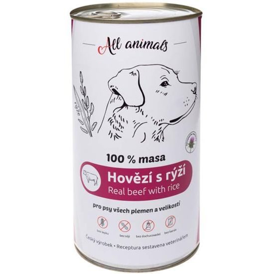 All Animals konzerva pro psy hovězí mleté s rýží 1200g