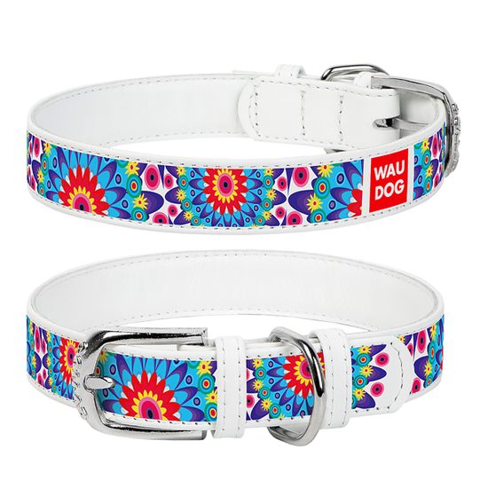 WAUDOG Obojek kožený Flowers