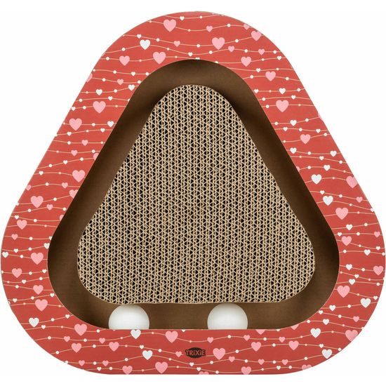 Trixie Škrabací karton VALENTINE triangl s míčky a catnipem červená LIMITOVANÁ NABÍD