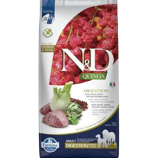 N&D QUINOA Dog GF Digestion, Lamb & Fennel Adult Medium & Maxi 7 kg
