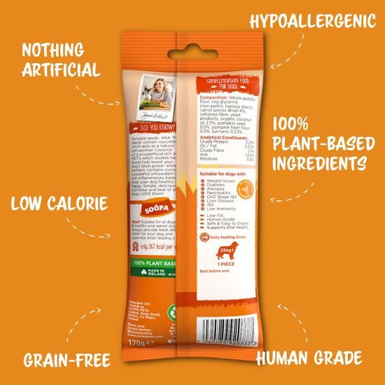 Soopa Pets Dentální tyčinky Jumbo s mrkví a dýní 170 g