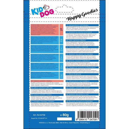 KidDog lososové sendvičové trojúhelníčky 80 g