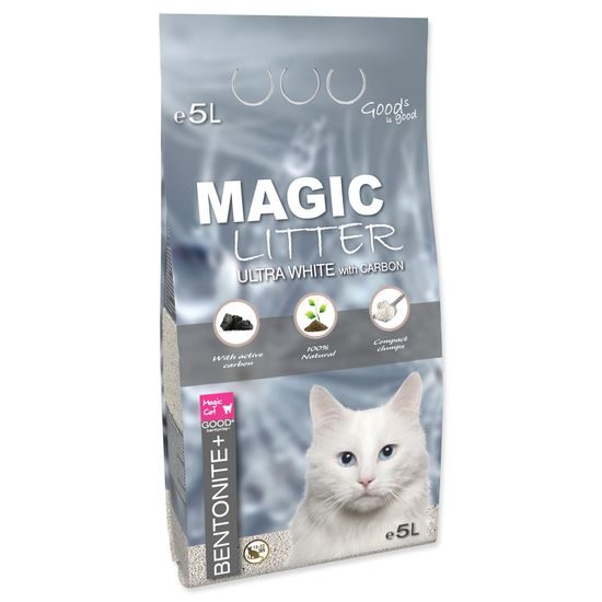 Magic Cat Kočkolit Magic Litter Bentonite Ultra White with Carbon 5L/4,4kg