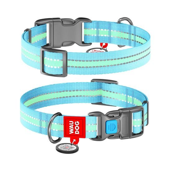 WAUDOG Obojek nylonový Glow modrý QR