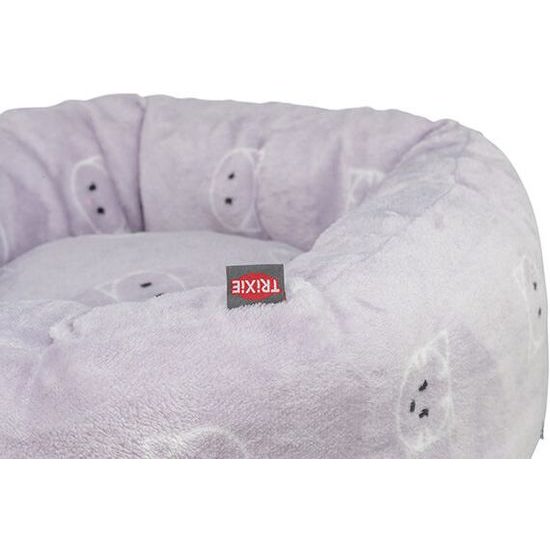 Trixie Kulatý pelíšek MIMI 50 cm motiv kočičí hlavy lila LIMITOVANÁ NABÍDKA