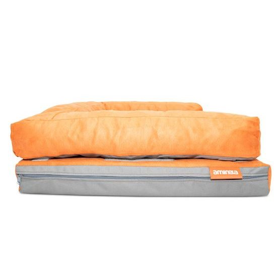 Aminela pelíšek s okrajem 120x80cm Half and Half oranžová/šedá