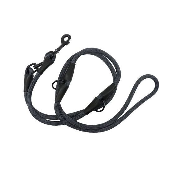 Aminela Vodítko lano s kůží přepínací černé kování šedá