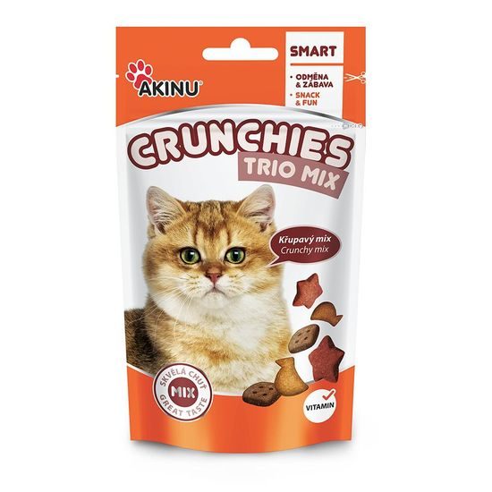 Akinu CRUNCHIES TRIO MIX - Křupinky pamlsek pro kočky 50 g
