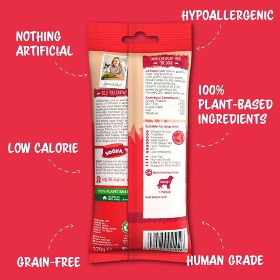 Soopa Pets Dentální tyčinky Jumbo s brusinkami a batáty 170 g