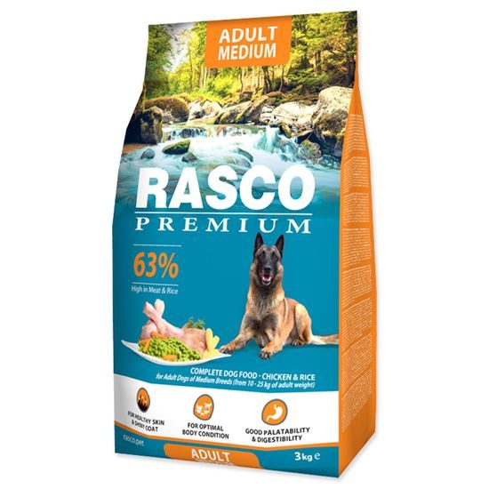 Rasco Premium Krmivo Adult Medium kuře s rýží 3kg