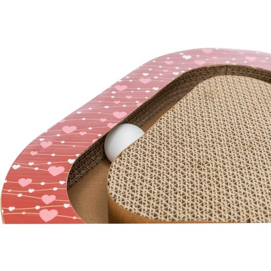 Trixie Škrabací karton VALENTINE triangl s míčky a catnipem červená LIMITOVANÁ NABÍD