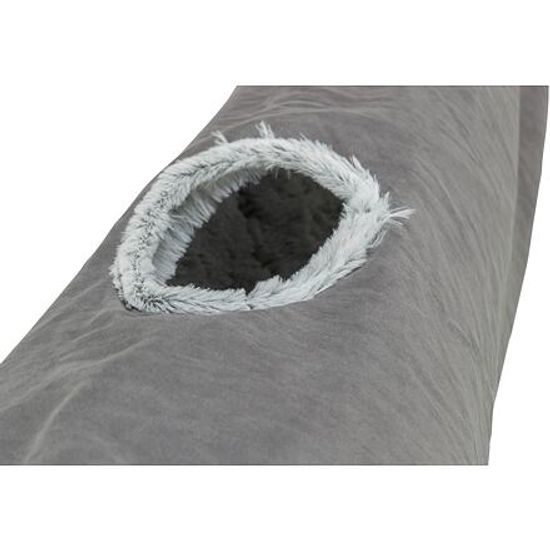 Trixie Plyšový tunel pro kočky HARVEY s hračkami 4 vstupy 27x116cm šedá