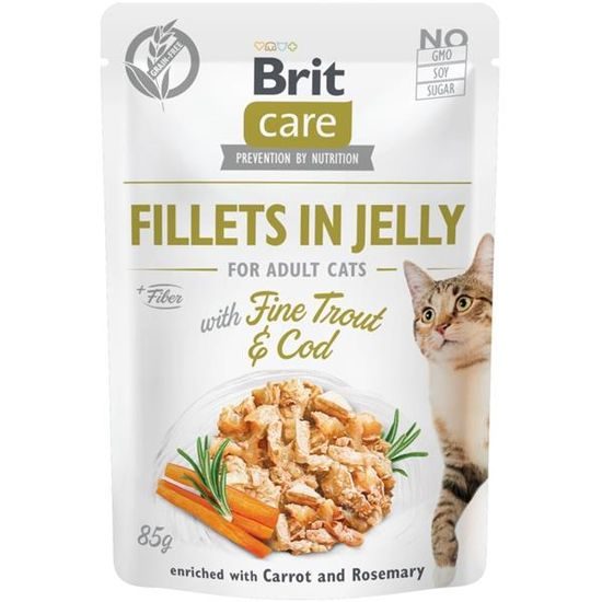 Brit Care Cat kapsička Fillets in Jelly with Fine Trout & Cod 85 g