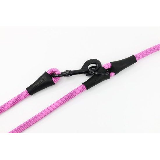 Aminela Vodítko lano s kůží přepínací černé kování růžová