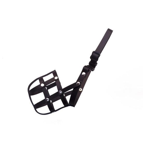 Bafpet Kožený náhubek pletený Černá