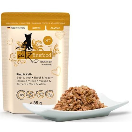 Catz finefood Kapsička pro koťata CF Classic Kitten No.7 s hovězím, telecím, meruňkami a ananasem 85 g