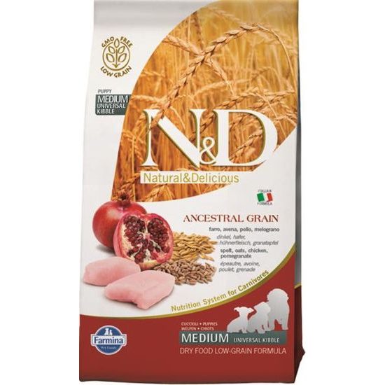N&D ANCESTRAL GRAIN Dog LG Chicken, Spelt, Oats & Pomegranate Puppy Medium & Maxi 12 kg